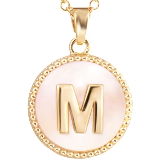 Amanda Blu Jewelry - M Initial Mother Of Pearl And Gold Tone Pendant Necklace